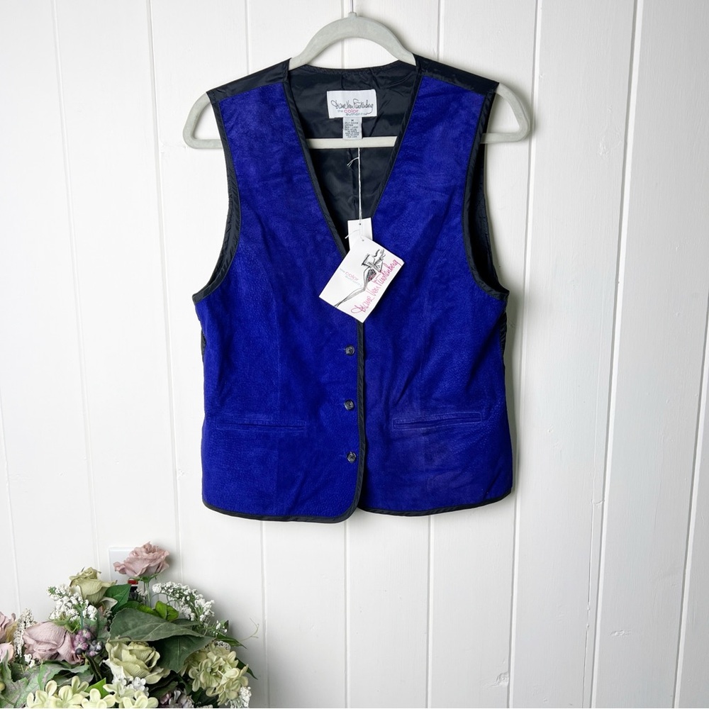 Vintage 80s 90s DVF Suede Vest Diane Von Furstenberg Leather Shirt Top NWT